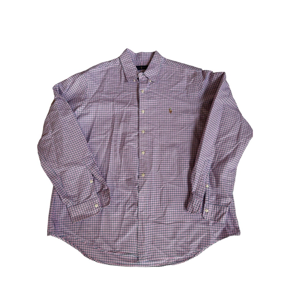 Ralph Lauren Long Sleeve Pink/Blue Dress‎ Shirt Size XXL
